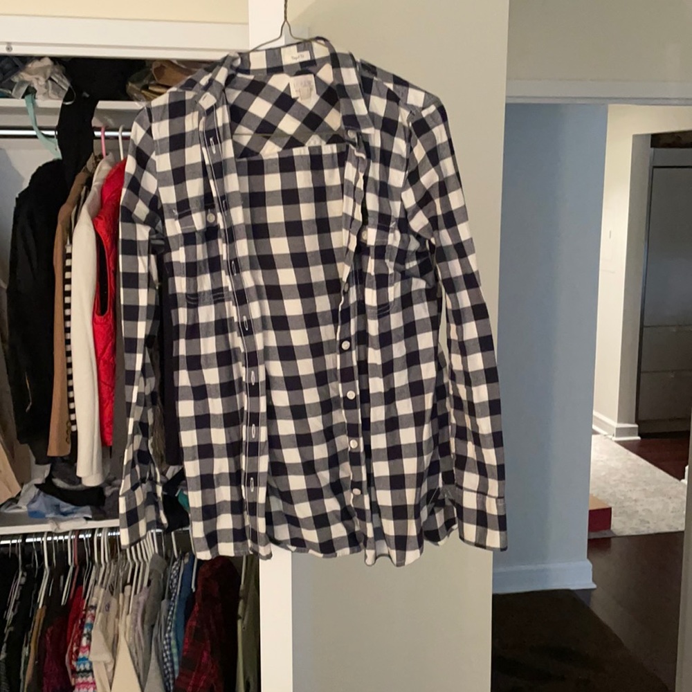 Jcrew black and white flannel shirt